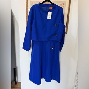 NWT Marycrafts Blue Button-Detail Dress Set